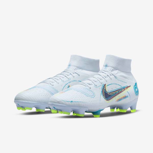 Grey / Light Blue / Dark Blue Nike Mercurial Superfly 8 Pro FG Firm-Ground Women's Football Shoes | NK162CYN