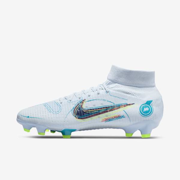 Grey / Light Blue / Dark Blue Nike Mercurial Superfly 8 Pro FG Firm-Ground Women\'s Football Shoes | NK162CYN