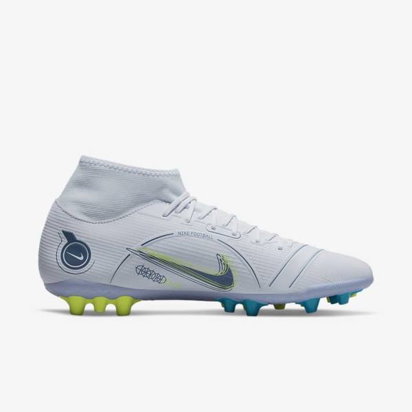 Grey / Light Blue / Dark Blue Nike Mercurial Superfly 8 Academy AG Artificial-Grass Women's Football Shoes | NK524CIE