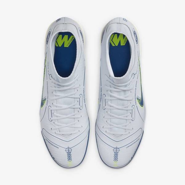 Grey / Light Blue / Dark Blue Nike Mercurial Superfly 8 Academy TF Turf Women's Football Shoes | NK568NAI