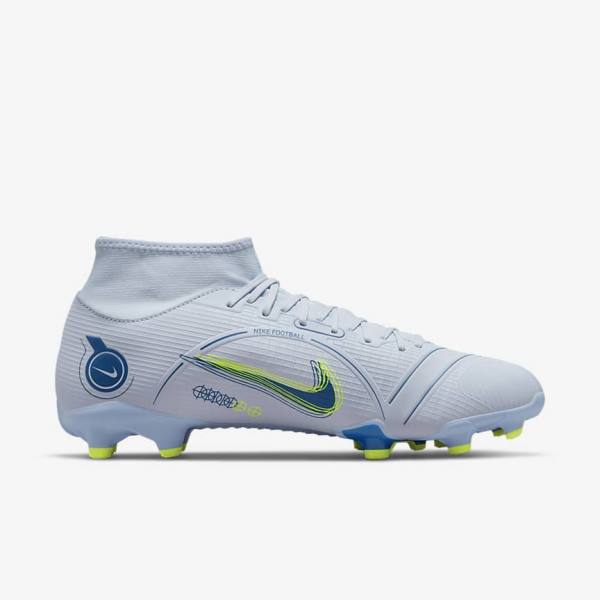 Grey / Light Blue / Dark Blue Nike Mercurial Superfly 8 Academy MG Multi-Grounds Men's Football Shoes | NK609PNQ