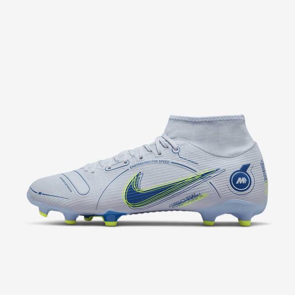 Grey / Light Blue / Dark Blue Nike Mercurial Superfly 8 Academy MG Multi-Grounds Men\'s Football Shoes | NK609PNQ