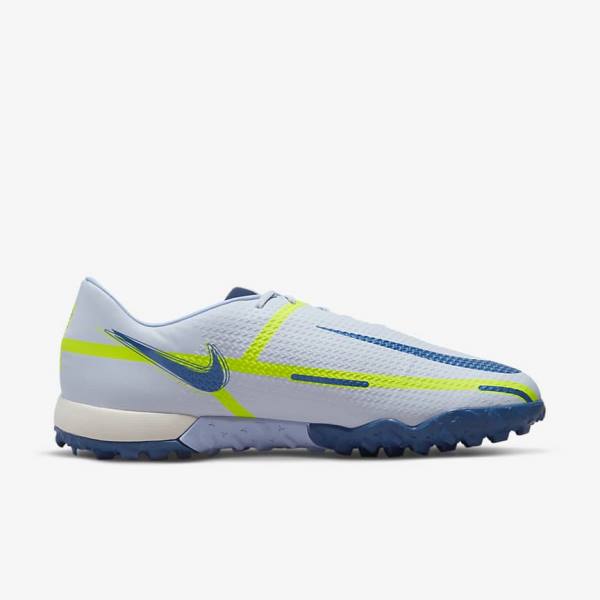 Grey / Light Blue / Dark Blue Nike Phantom GT2 Academy TF Turf Men's Football Shoes | NK581JAU