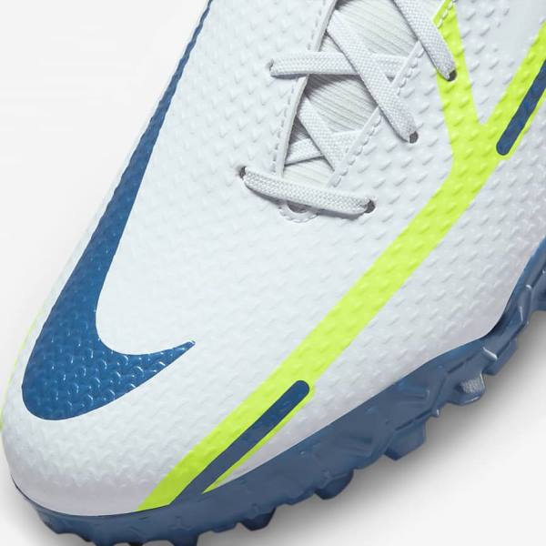 Grey / Light Blue / Dark Blue Nike Phantom GT2 Academy Dynamic Fit TF Turf Men's Football Shoes | NK632NTS