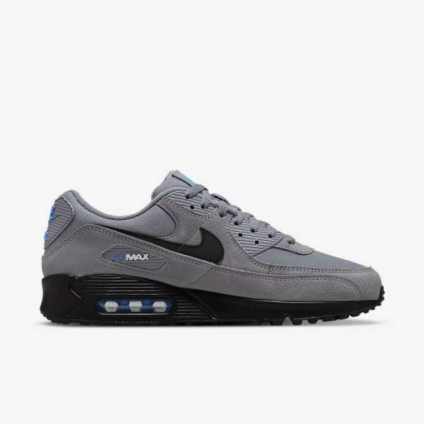 Grey / Light Blue / Metal Silver / Black Nike Air Max 90 Men's Sneakers | NK185CAG