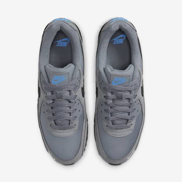 Grey / Light Blue / Metal Silver / Black Nike Air Max 90 Men's Sneakers | NK185CAG