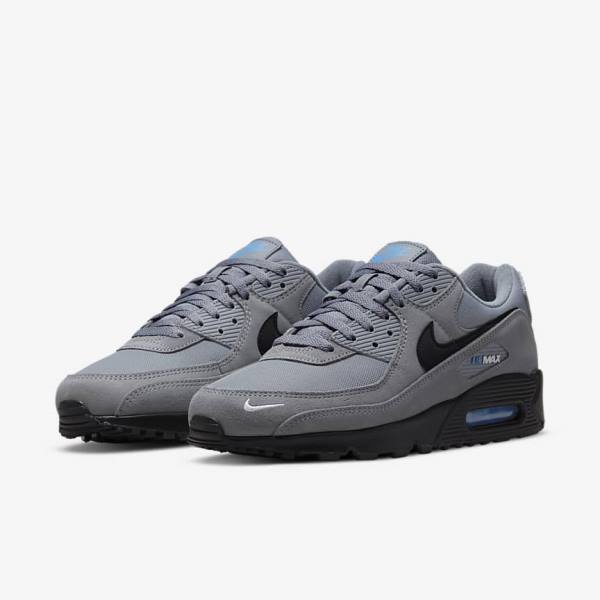 Grey / Light Blue / Metal Silver / Black Nike Air Max 90 Men's Sneakers | NK185CAG