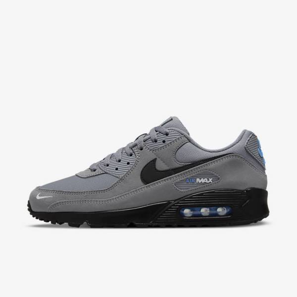 Grey / Light Blue / Metal Silver / Black Nike Air Max 90 Men\'s Sneakers | NK185CAG