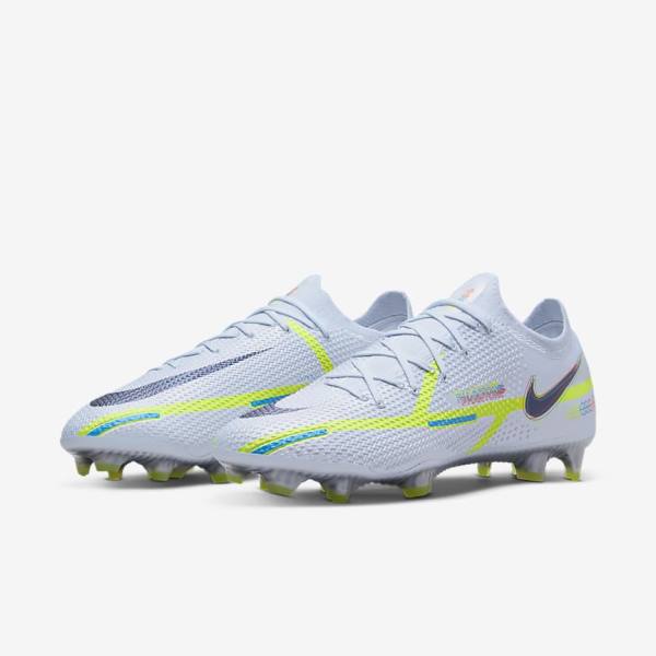 Grey / Light Blue Nike Phantom GT2 Elite FG Firm-Ground Women's Football Shoes | NK529QTW