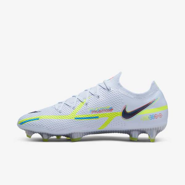 Grey / Light Blue Nike Phantom GT2 Elite FG Firm-Ground Men\'s Football Shoes | NK756AXD