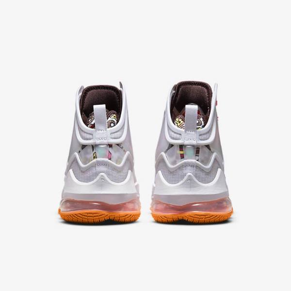 Grey / Orange / Light Red / Green Nike LeBron 19 Men's Basketball Shoes | NK250SAT