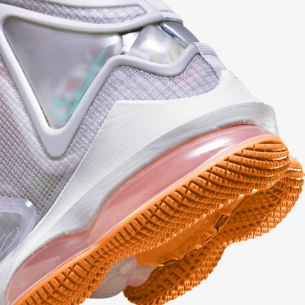 Grey / Orange / Light Red / Green Nike LeBron 19 Men's Basketball Shoes | NK250SAT