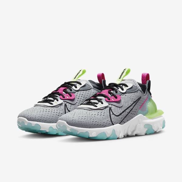 Grey / Pink / Black Nike React Vision Women's Sneakers | NK634YZN