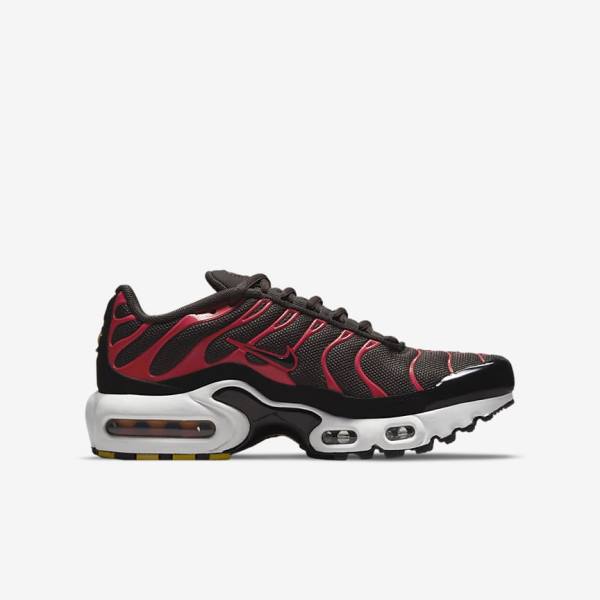 Grey / Red / White / Black Nike Air Max Plus Older Kids' Sneakers | NK526FVO