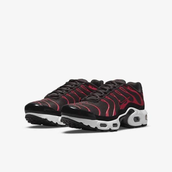 Grey / Red / White / Black Nike Air Max Plus Older Kids' Sneakers | NK526FVO