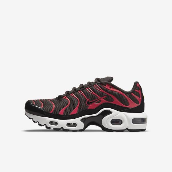 Grey / Red / White / Black Nike Air Max Plus Older Kids\' Sneakers | NK526FVO