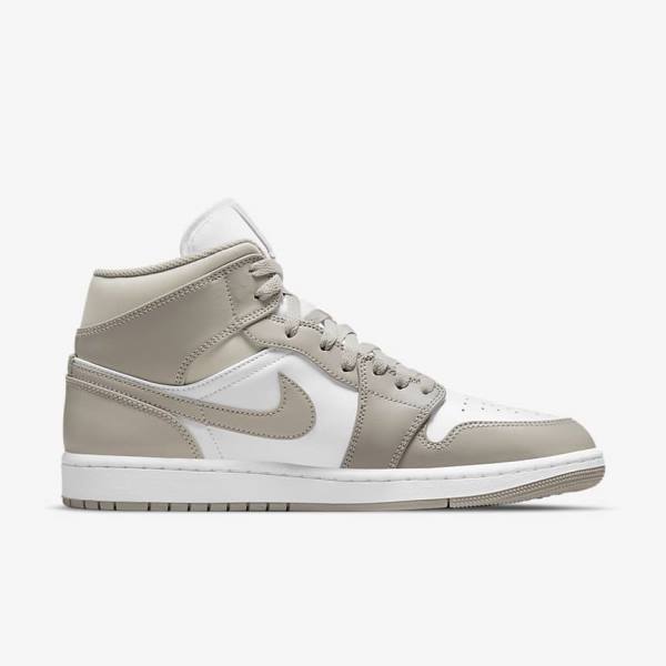 Grey / White / Light Beige Nike Air Jordan 1 Mid Men's Sneakers | NK367BDE