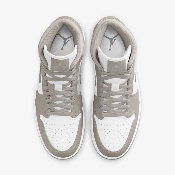 Grey / White / Light Beige Nike Air Jordan 1 Mid Men's Sneakers | NK367BDE