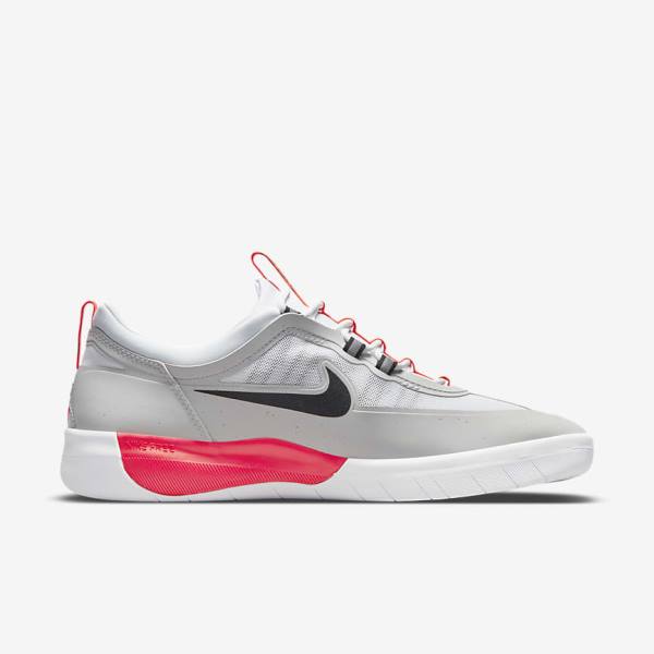 Grey / White / Light Red / Black Nike SB Nyjah Free 2 Men's Skate Shoes | NK408WZM