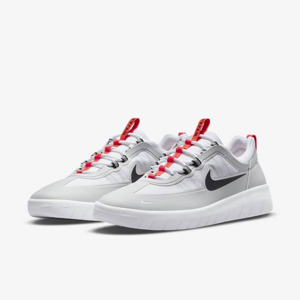 Grey / White / Light Red / Black Nike SB Nyjah Free 2 Men's Skate Shoes | NK408WZM