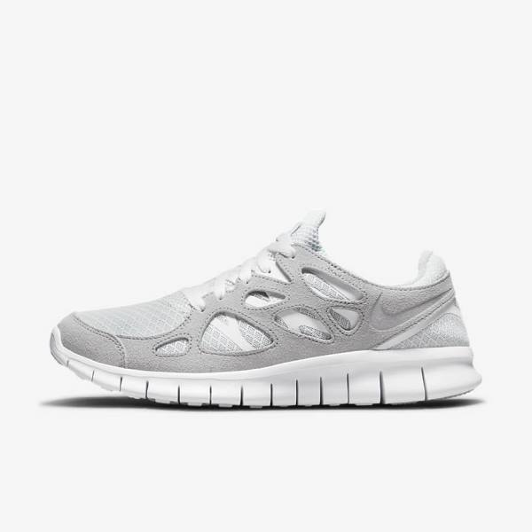 Grey / White / Platinum Nike Free Run 2 Men\'s Sneakers | NK148SEA