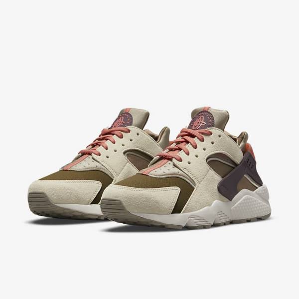 Khaki / Burgundy Nike Air Huarache SP Women's Sneakers | NK195PGA