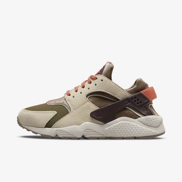 Khaki / Burgundy Nike Air Huarache SP Women\'s Sneakers | NK195PGA