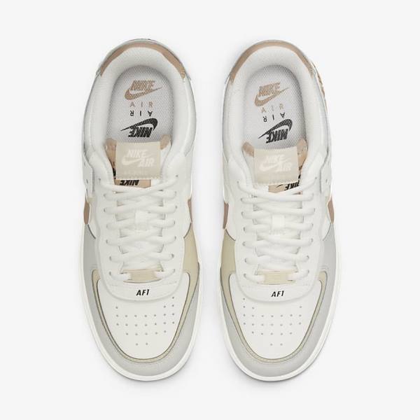 Khaki / Light Beige Nike Air Force 1 Shadow Women's Sneakers | NK648DKY