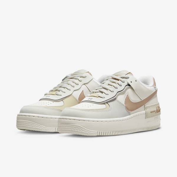 Khaki / Light Beige Nike Air Force 1 Shadow Women's Sneakers | NK648DKY