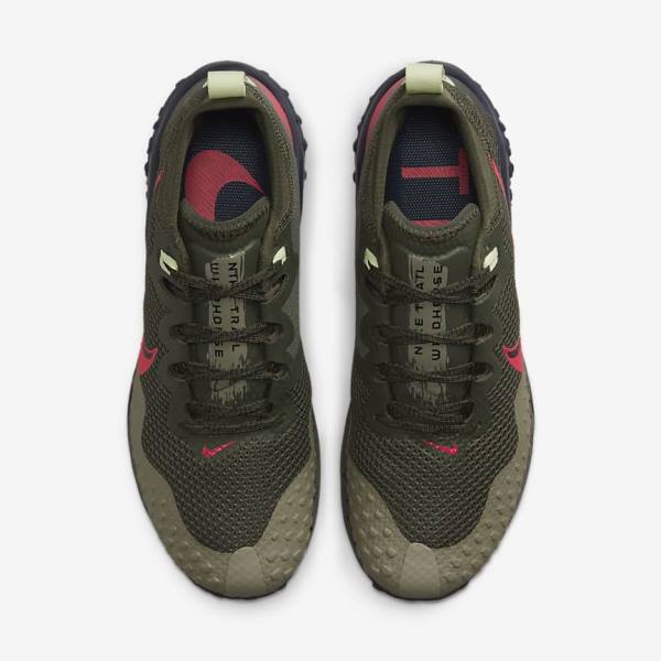 Khaki / Olive / Obsidian / Red Nike Wildhorse 7 Trail Men's Running Shoes | NK201YTK