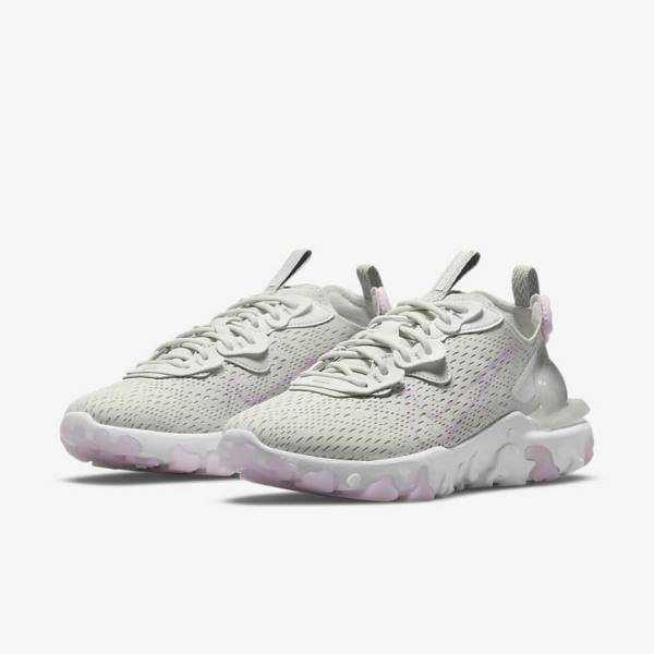 Light Beige / White / Pink Nike React Vision Women's Sneakers | NK041VDT