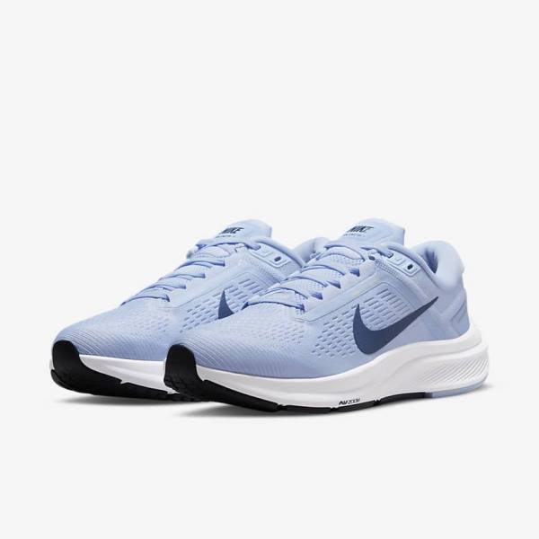 Light Blue / White / Navy / Navy Nike Air Zoom Structure 24 Road Women's Running Shoes | NK812DQL