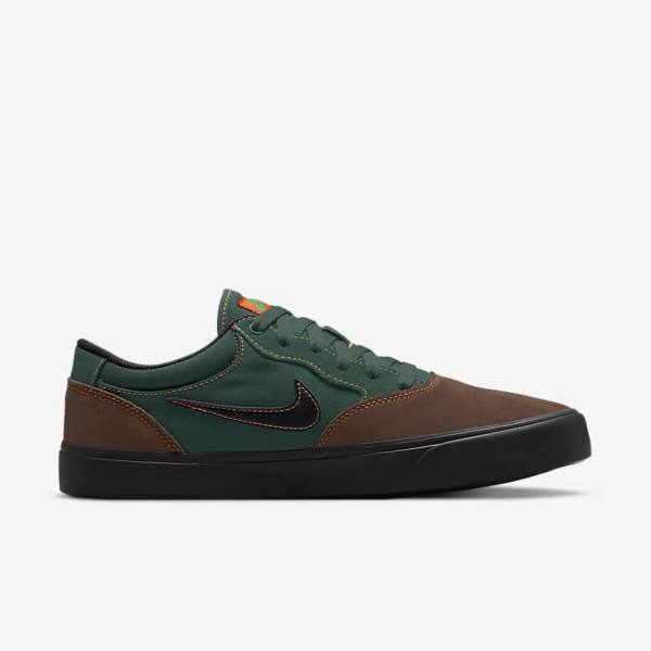 Light Chocolate / Green / Orange / Black Nike SB Chron 2 Men's Skate Shoes | NK527QOB