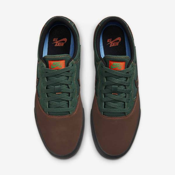 Light Chocolate / Green / Orange / Black Nike SB Chron 2 Men's Skate Shoes | NK527QOB