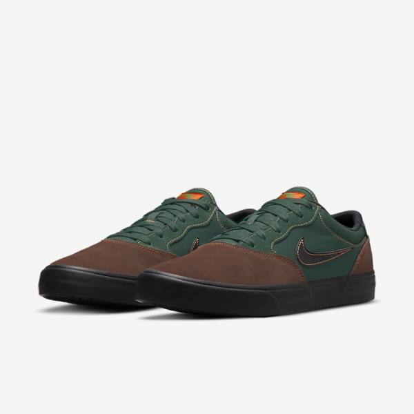 Light Chocolate / Green / Orange / Black Nike SB Chron 2 Men's Skate Shoes | NK527QOB