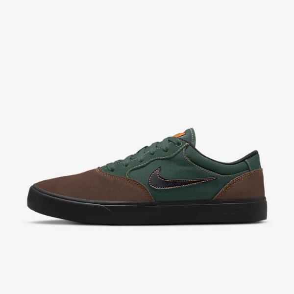 Light Chocolate / Green / Orange / Black Nike SB Chron 2 Men\'s Skate Shoes | NK527QOB