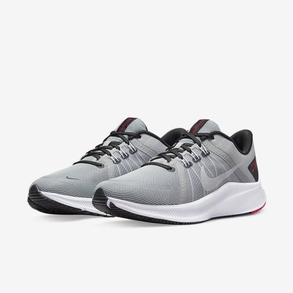 Light Grey / Black / Red / White Nike Quest 4 Road Men's Running Shoes | NK632TZW