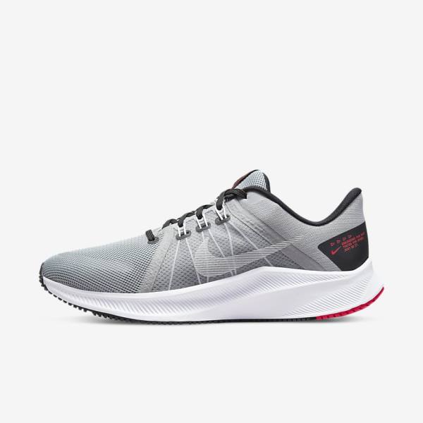 Light Grey / Black / Red / White Nike Quest 4 Road Men\'s Running Shoes | NK632TZW