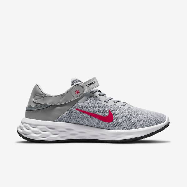 Light Grey / Dark Grey / Red Nike Revolution 6 FlyEase Next Nature Easy On-Off Road Men's Running Shoes | NK809RWS