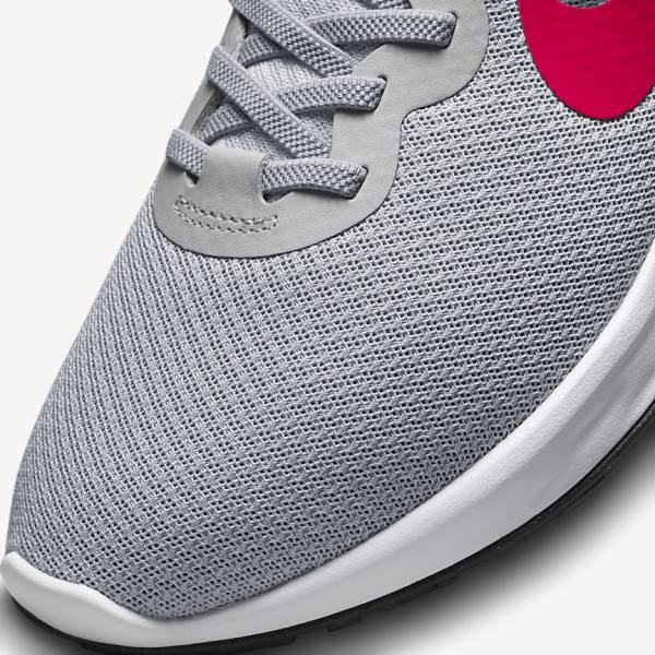 Light Grey / Dark Grey / Red Nike Revolution 6 FlyEase Next Nature Easy On-Off Road Men's Running Shoes | NK809RWS