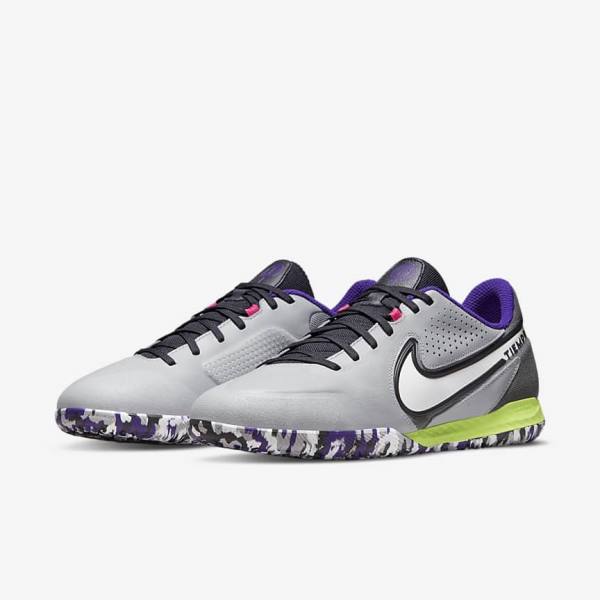 Light Grey / White Nike React Tiempo Legend 9 Pro IC Indoor-Court Women's Football Shoes | NK021RSC