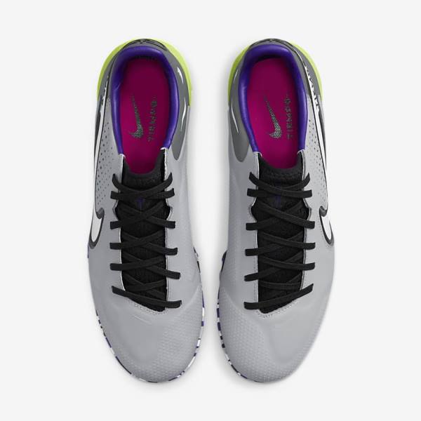 Light Grey / White Nike React Tiempo Legend 9 Pro TF Turf Women's Football Shoes | NK825FXM