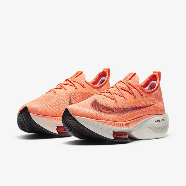 Light Mango / Metal Red Brown / Black Nike Air Zoom Alphafly NEXT% Flyknit Road Racing Women's Running Shoes | NK413XCV