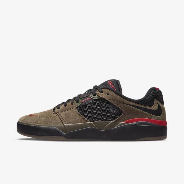 Light Olive / Light Olive / Red / Black Nike SB Ishod Wair Men\'s Skate Shoes | NK137UAJ