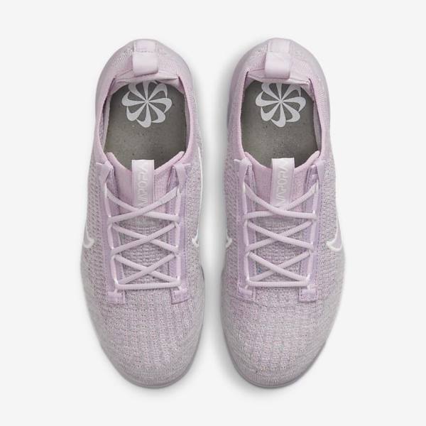 Light Pink / White / Metal Silver / Purple Nike Air VaporMax 2021 FK Women's Sneakers | NK279AEX