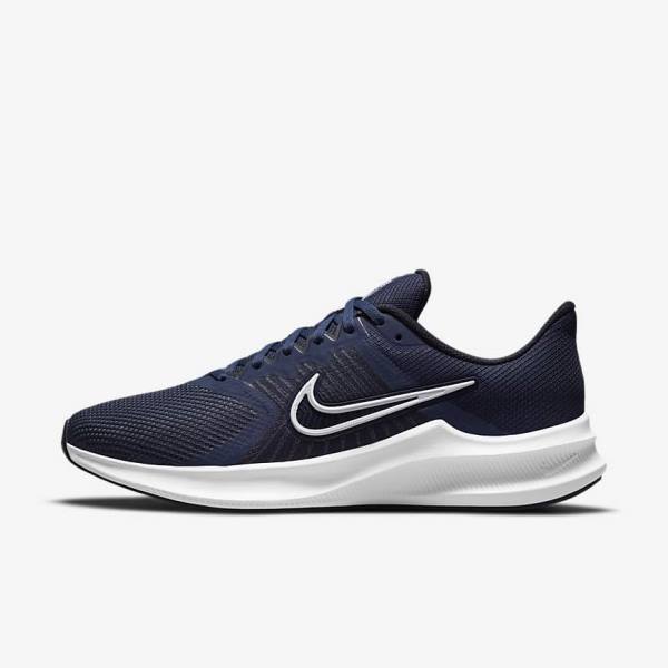 Navy / Dark Obsidian / White Nike Downshifter 11 Road Men\'s Running Shoes | NK547IWF