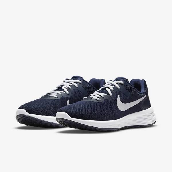 Navy / Obsidian / White Nike Revolution 6 Next Nature Road Men's Running Shoes | NK261RCZ