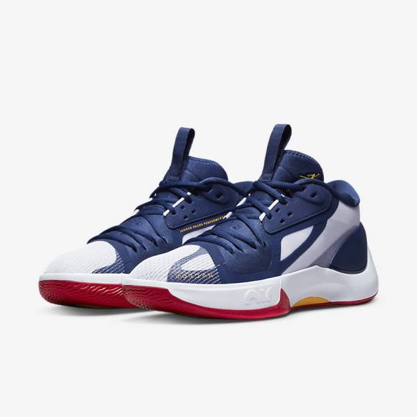 Navy / White / Red / Gold Nike Jordan Zoom Separate Men's Jordan Shoes | NK851GSW