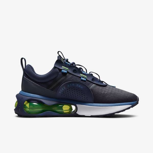 Obsidian / Light Green / Blue / White Nike Air Max 2021 Men's Sneakers | NK482YUP