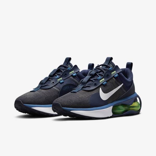 Obsidian / Light Green / Blue / White Nike Air Max 2021 Men's Sneakers | NK482YUP